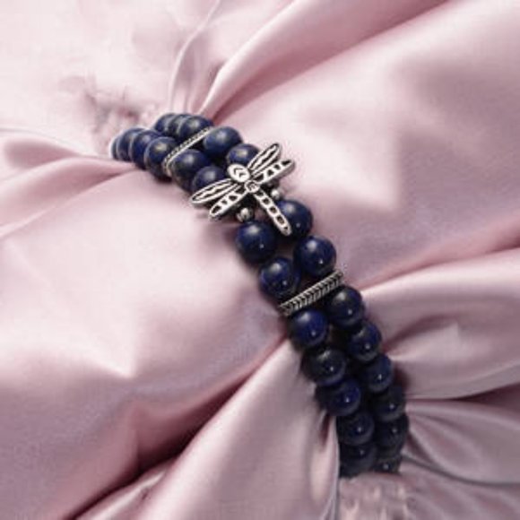 Genuine Denim Lapis Solitaire Pendant SS Necklace and matching Bracelet Set NWT - Picture 7 of 8